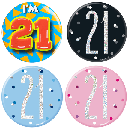 21 Jaar Buttons - Partywinkel