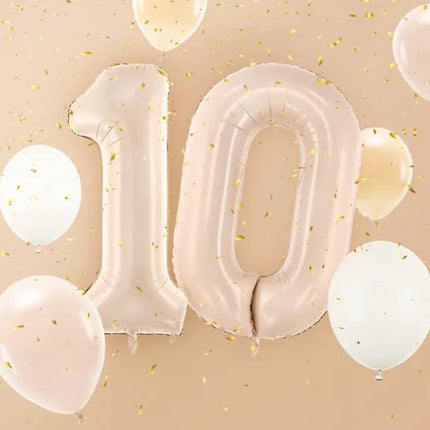 0 Jaar Cijfer Ballon Beige 72cm van Partydeco koop je bij Partywinkel