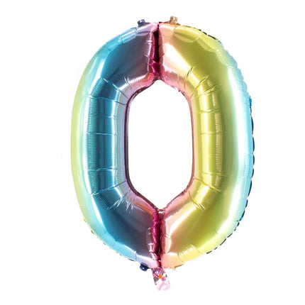 0 Jaar Cijfer Ballon Regenboog Leeg 85cm van VDV Benefit koop je bij Partywinkel