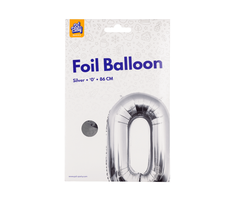 0 Jaar Cijfer Ballon Zilver Leeg 86cm van Paper Dreams koop je bij Partywinkel