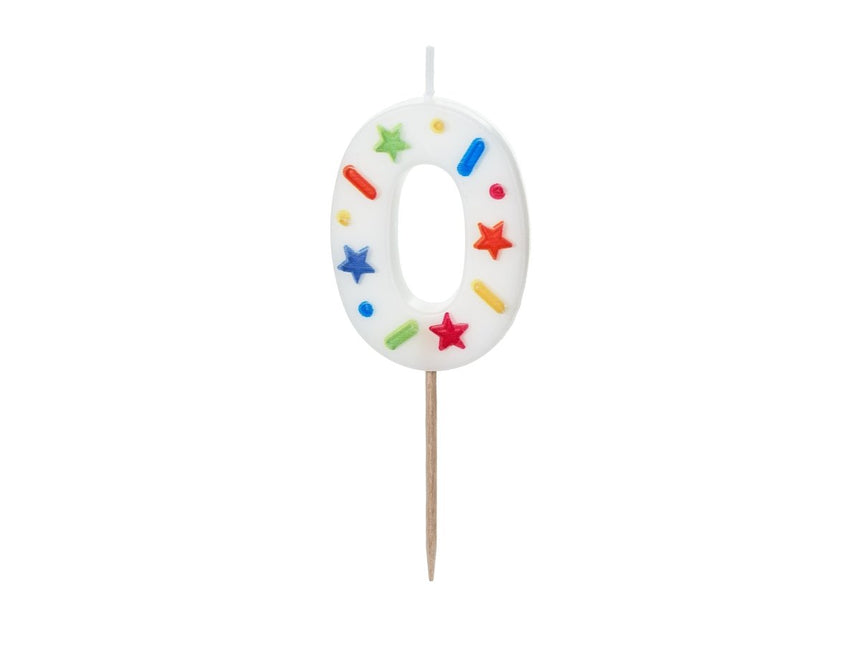 0 Jaar Kaars Gekleurd 10cm van Partydeco koop je bij Partywinkel