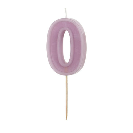 0 Jaar Kaars Paars 10cm van Partydeco koop je bij Partywinkel