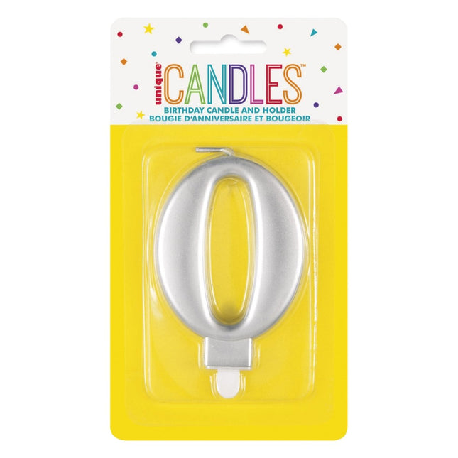 0 Jaar Kaars Zilver van Unique koop je bij Partywinkel