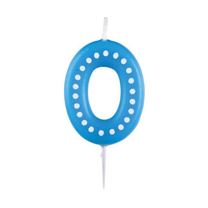 0 Kaars Blauw Stippen 6,5cm van Riethmueller koop je bij Partywinkel