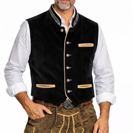 Oktoberfest-vest, sort, traditionel dragt
