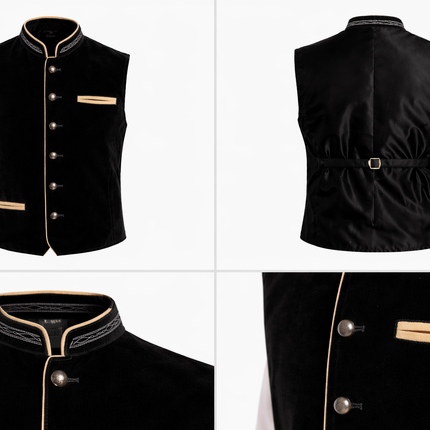 Oktoberfest-vest, sort, traditionel dragt