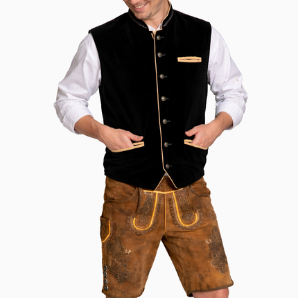 Oktoberfest-vest, sort, traditionel dragt