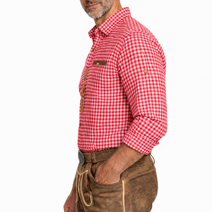 Bluse med ruder, rød og hvid, Alpenkraft