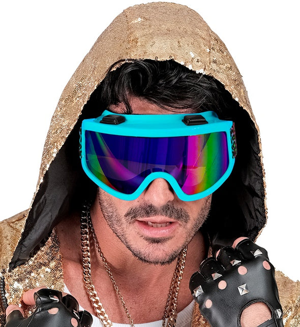 Skibriller 80'erne Blå Regnbue Leopard Print