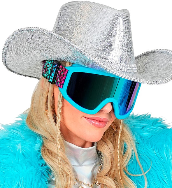 Skibriller 80'erne Blå Regnbue Leopard Print