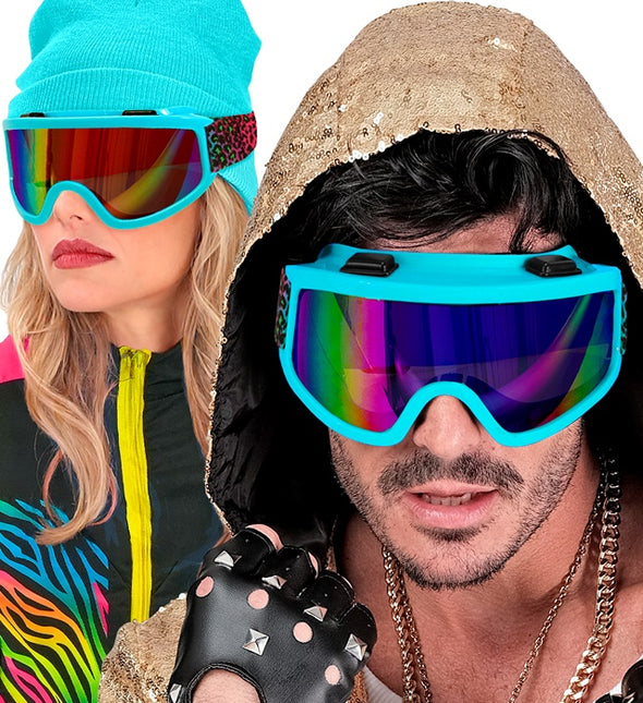 Skibriller 80'erne Blå Regnbue Leopard Print