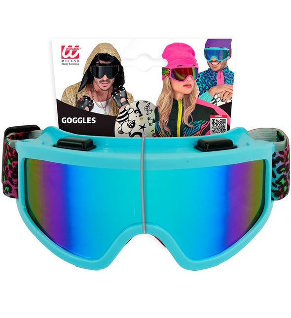 Skibriller 80'erne Blå Regnbue Leopard Print