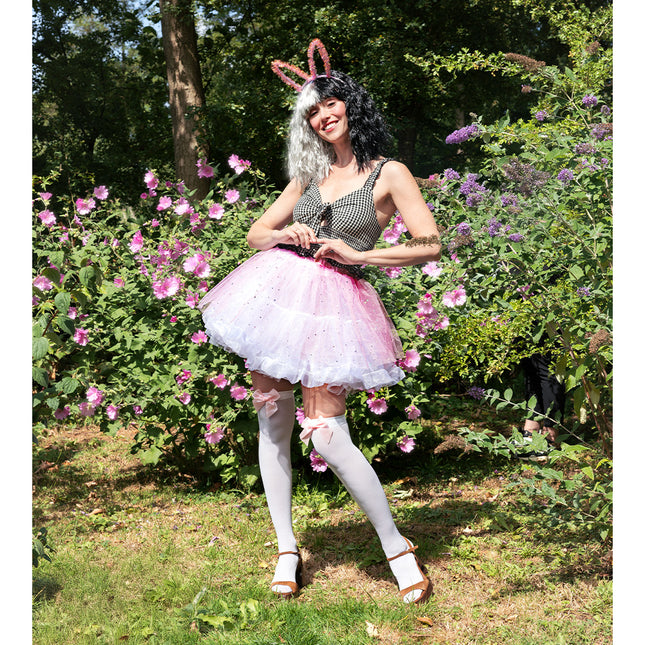 Par strømper Bow hvid/rosa