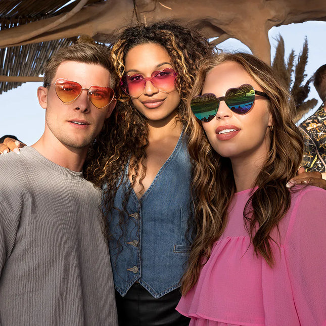 Partybrille Festivalhjerter spejl sort