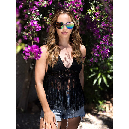 Partybrille Festivalhjerter spejl sort