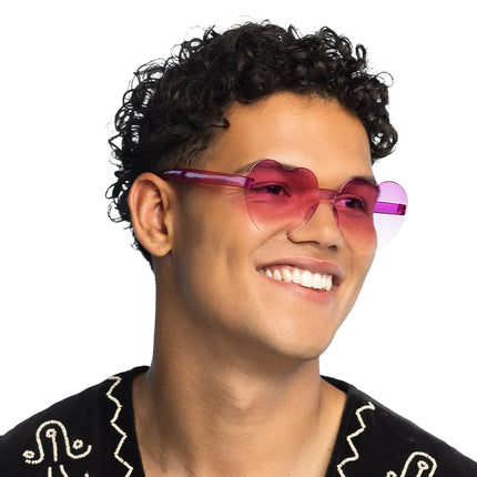 Partybrille Festivalhjerter lyserød