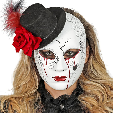 MASKE TEATER BLØDENDE KVINDE MED HAT