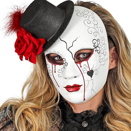 MASKE TEATER BLØDENDE KVINDE MED HAT