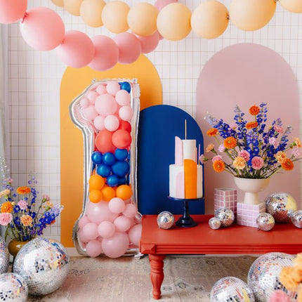 1 Jaar Ballon Frame Zilver 1,26m van Partydeco koop je bij Partywinkel