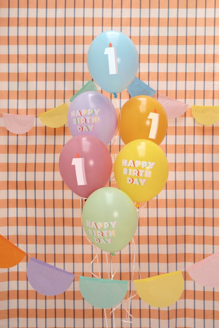 1 Jaar Ballonnen 30cm 6st van Partydeco koop je bij Partywinkel