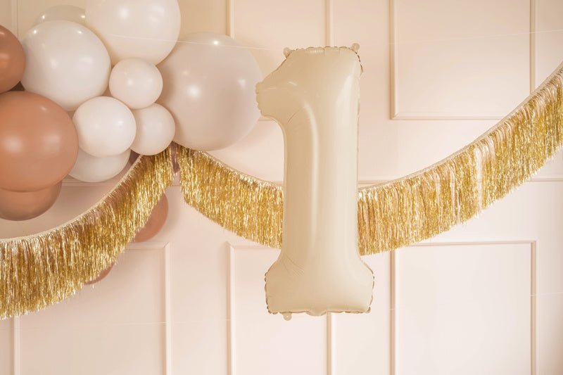 1 Jaar Cijfer Ballon Beige Leeg 72cm van Partydeco koop je bij Partywinkel