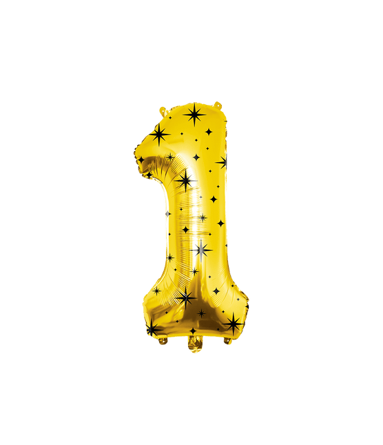 1 Jaar Cijfer Ballon Goud Zwart Sterren 86cm van Paper Dreams koop je bij Partywinkel