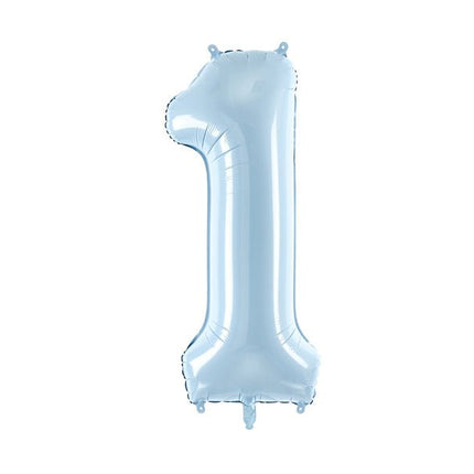 1 Jaar Cijfer Ballon Lichtblauw Leeg 72cm van Partydeco koop je bij Partywinkel