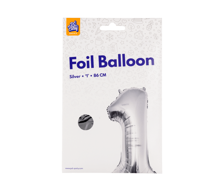 1 Jaar Cijfer Ballon Zilver Leeg 86cm van Paper Dreams koop je bij Partywinkel