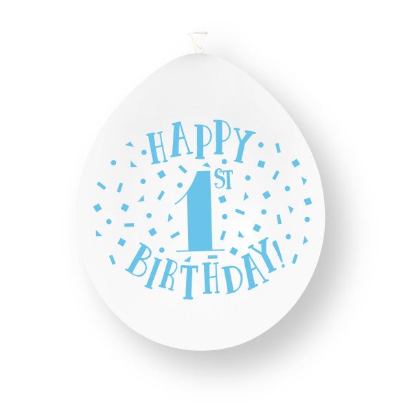 10 stuks blauwe ‘Happy 1st Birthday’ latexballonnen van 23 cm van Unique koop je bij Partywinkel