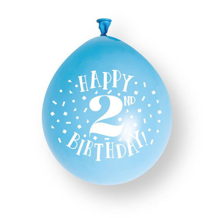 10 stuks Happy 2nd Birthday 23cm latex ballonnen van Unique koop je bij Partywinkel