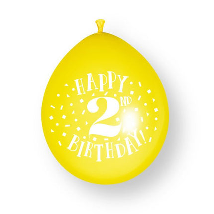 10 stuks Happy 2nd Birthday 23cm latex ballonnen van Unique koop je bij Partywinkel