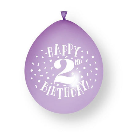 10 stuks Happy 2nd Birthday 23cm latex ballonnen van Unique koop je bij Partywinkel