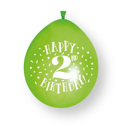 10 stuks Happy 2nd Birthday 23cm latex ballonnen van Unique koop je bij Partywinkel