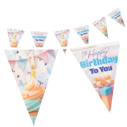 »Happy Birthday«-guirlande, pastelfarver, 4 m