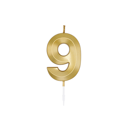 9-års-stearinlys, guldmetallic, 6 cm