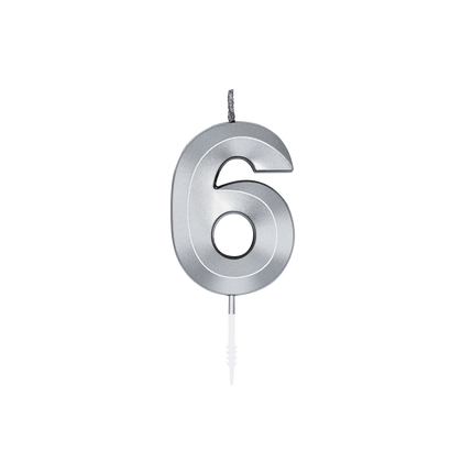 6-års-lys, sølvmetallic, 6 cm