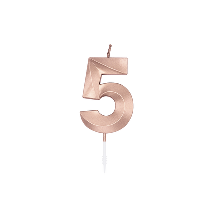 5-års-stearinlys, rosaguld metallic, 6 cm