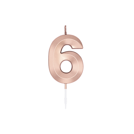 6-års-stearinlys, rosaguld metallic, 6 cm