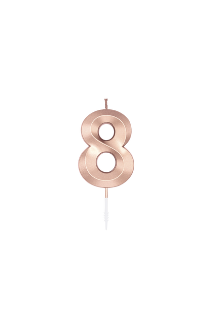 8-års-stearinlys, rosaguld metallic, 6 cm