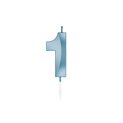 1 års lys, blå metallic, 6 cm