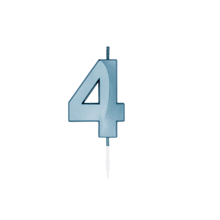 4-års-stearinlys, blå metallic, 6 cm