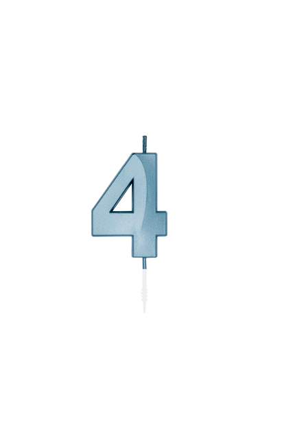4-års-stearinlys, blå metallic, 6 cm