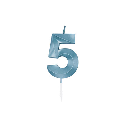 5-års-stearinlys, blå metallic, 6 cm