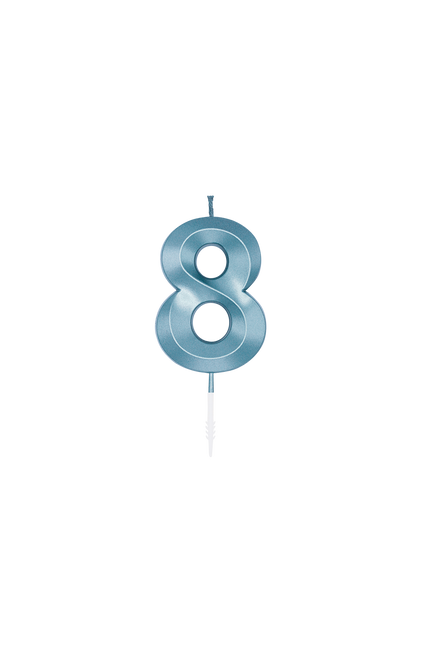 8-års-stearinlys, blå metallic, 6 cm