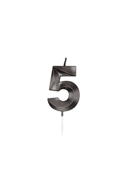 5-års-stearinlys, sort metallic, 6 cm