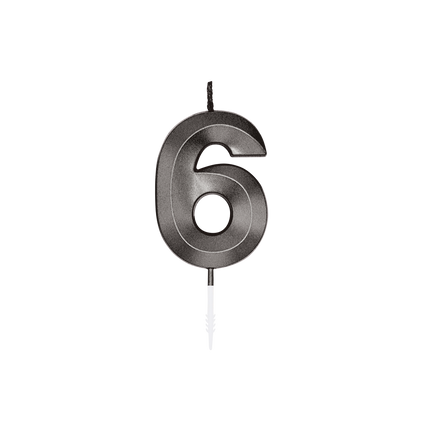6-års-lys, sort metallic, 6 cm