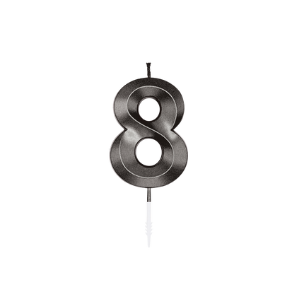 8-års-stearinlys, sort metallic, 6 cm