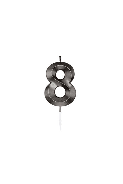 8-års-stearinlys, sort metallic, 6 cm