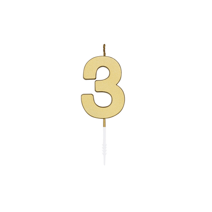 3 stearinlys, guldmetallic, 4,5 cm