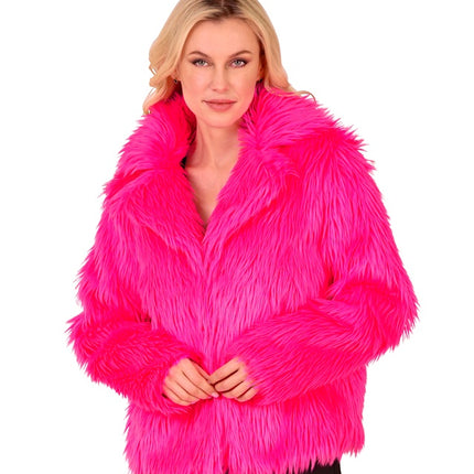 Pelsfrakke Plush Ladies Neon Pink